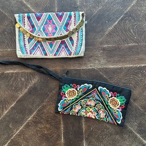 Boho Embroidered Clutch Bundle (2-Piece Set) – Festival / Travel